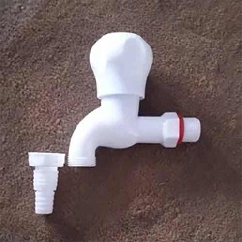 Plastic Water Bib Cock With Nozzle - Color: White