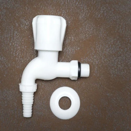 Plastic Bib Nozzle Cock - Color: White