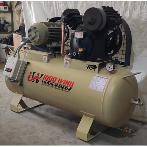 Two Stage Reciprocating Compressor - Mild Steel, 250 L Capacity, 7.5 HP Motor, 12 Bar Pressure | 29.80 CFM Piston Displacement, AC Single Phase, Air Cooled