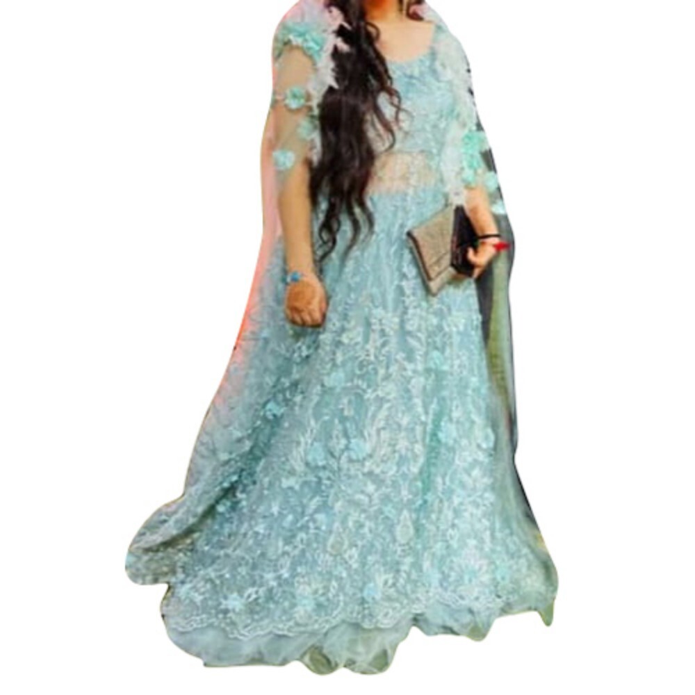 Sky Blue Designer Gown - Color: Multicolor