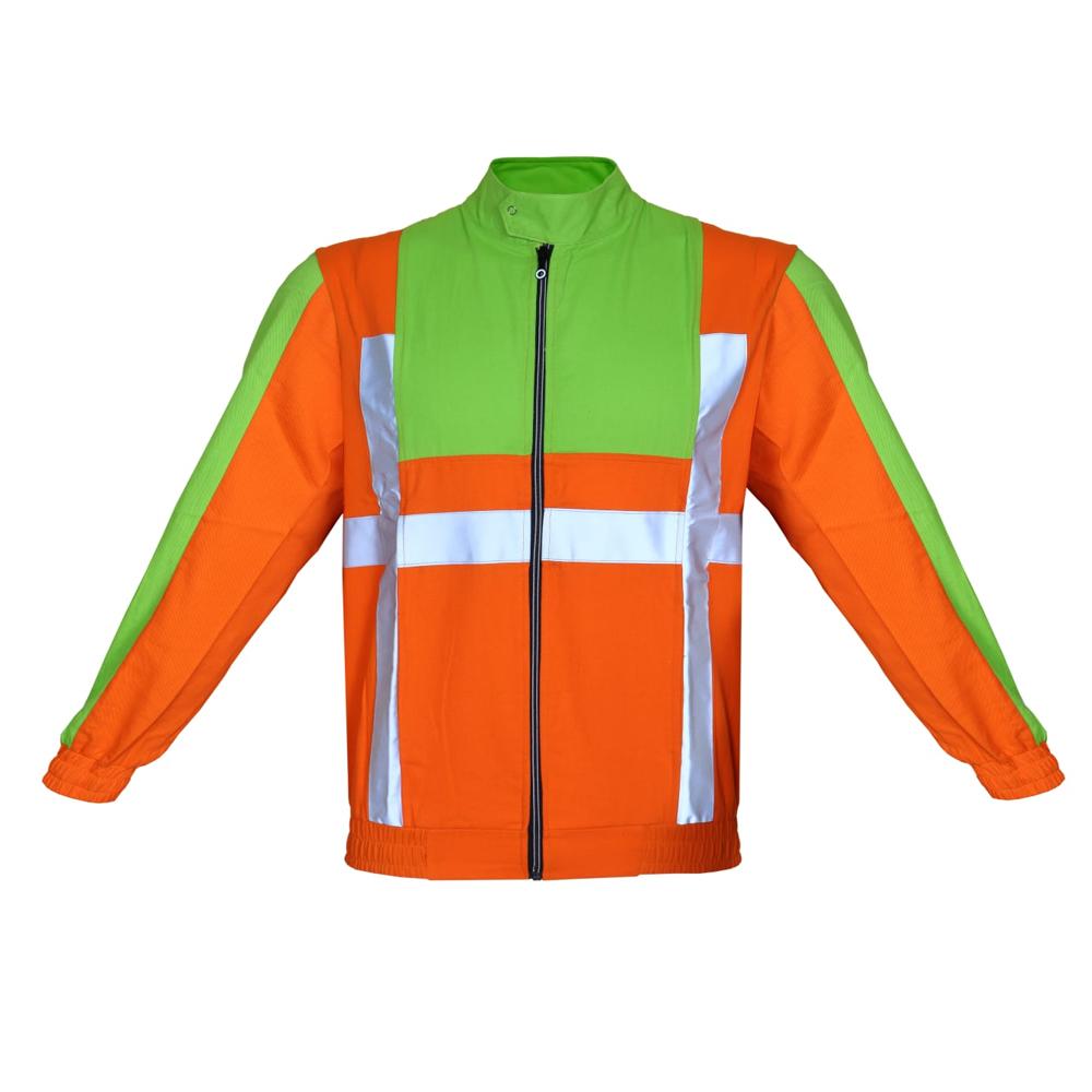 Nylon, Polyester Reflective Safety Jacket - Color: Orange Green