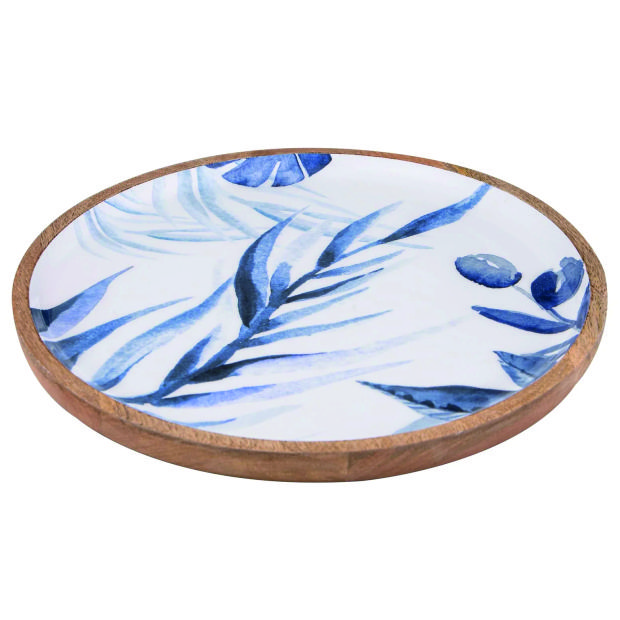 PRINTABLE SERVING PLATE - Teak Wood, Round, Multicolor | Customizable Design, Modern Style, Smooth Surface, Warranty Included