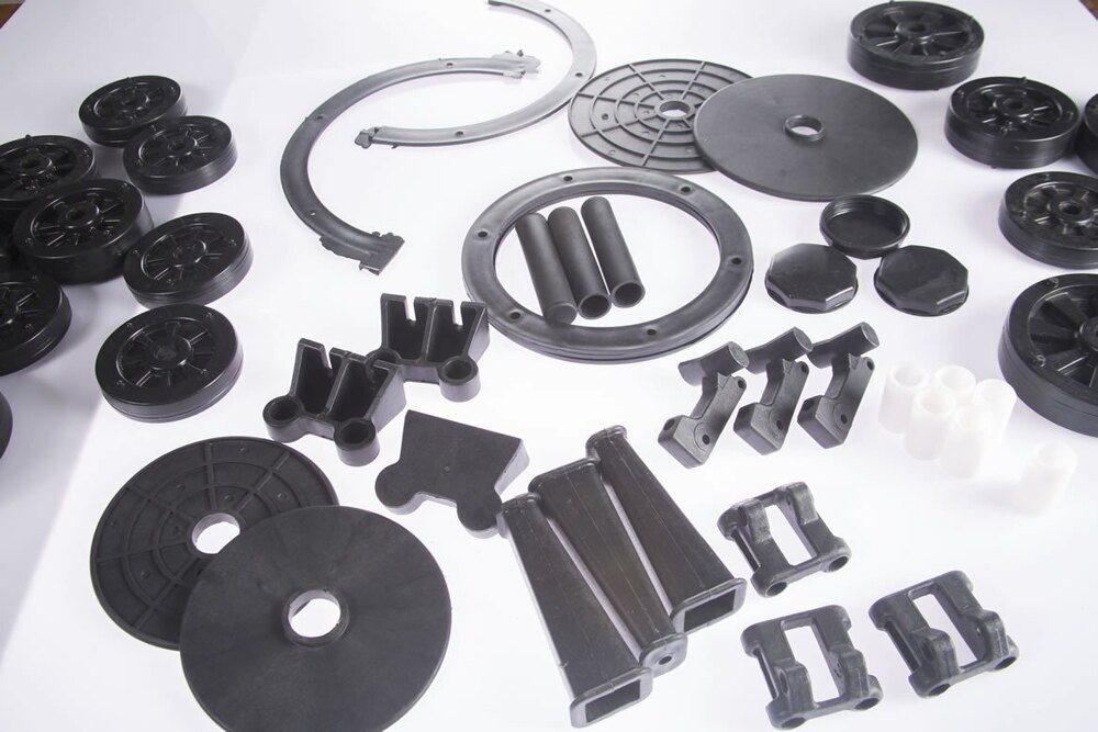 Injection Molded Parts Die - Plastic, Standard Size, Black Color | Rigid Hardness, Color Coated Finish, 1 Year Warranty