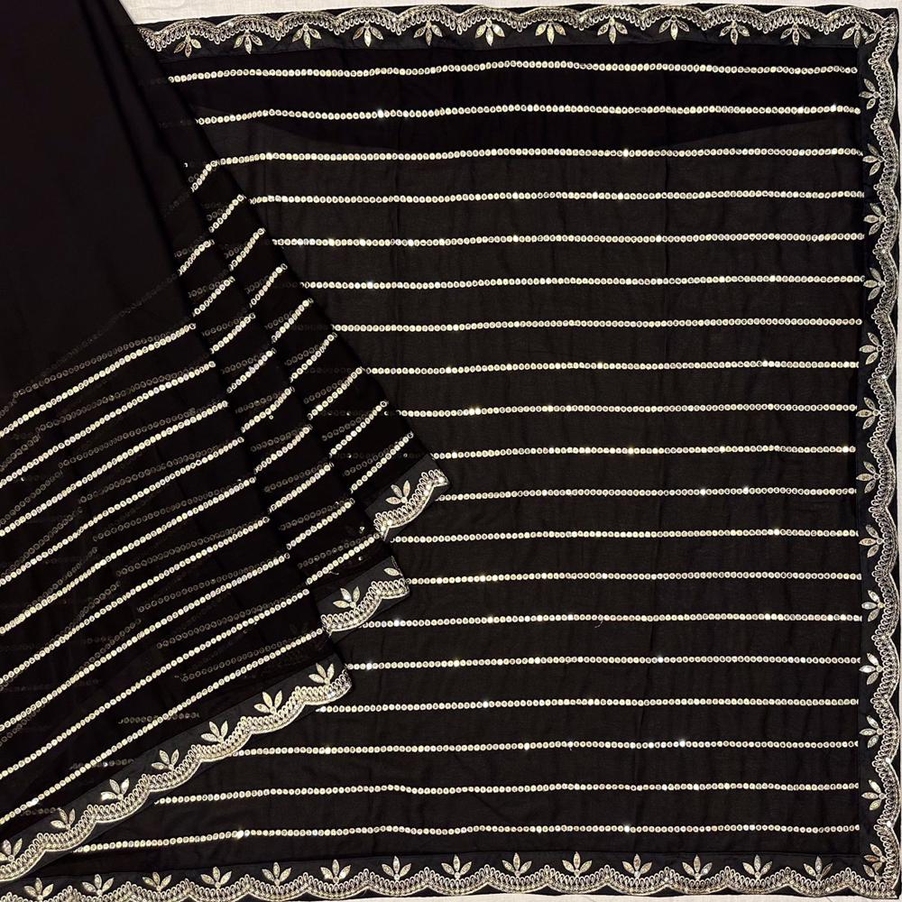 Georgette Saree - Color: Black