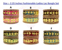 Fashionable Ladies Handmade Lac Chura Bangle Set - Color: Multi Color