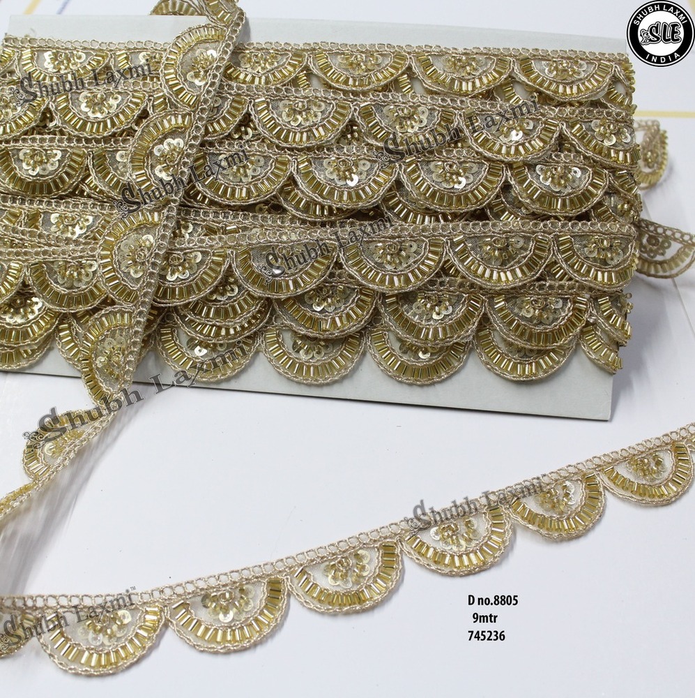 cutdana cutwork golden lace