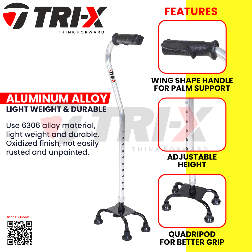 Crook Neck Walking Stick - Lightweight Aluminium, Height Adjustable 85-95 Cm | Comfortable Handle, Non-skid Foot Pods, 100 Kg Load Capacity, Ideal For Elderly And Injury Patients
