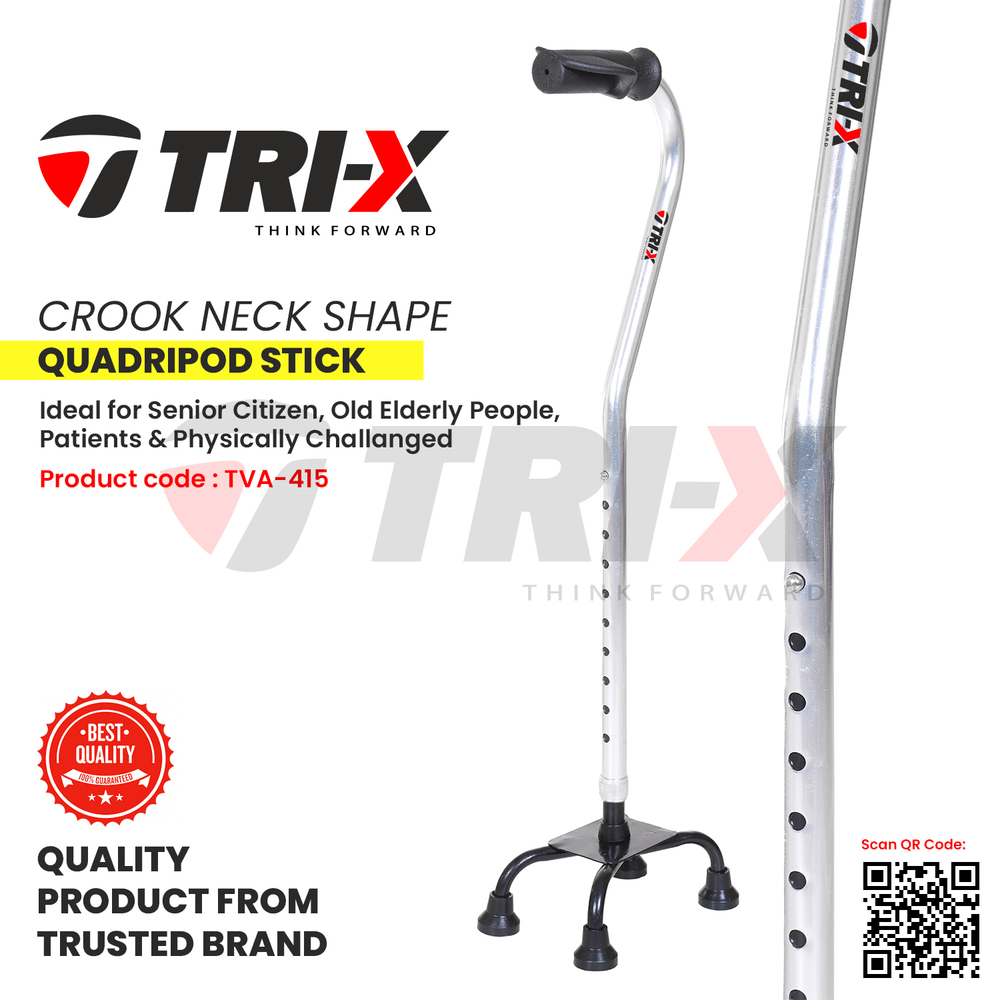 Crook Neck Walking Stick - Lightweight Aluminium, Height Adjustable 85-95 Cm | Comfortable Handle, Non-skid Foot Pods, 100 Kg Load Capacity, Ideal For Elderly And Injury Patients