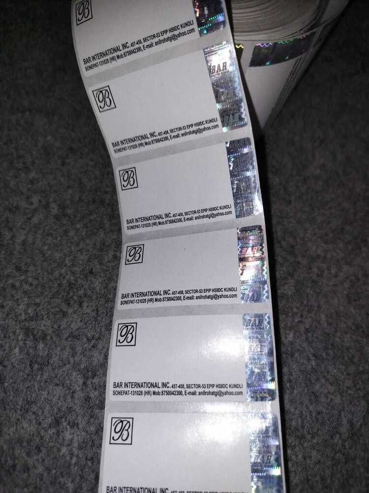 printed label  with hologram