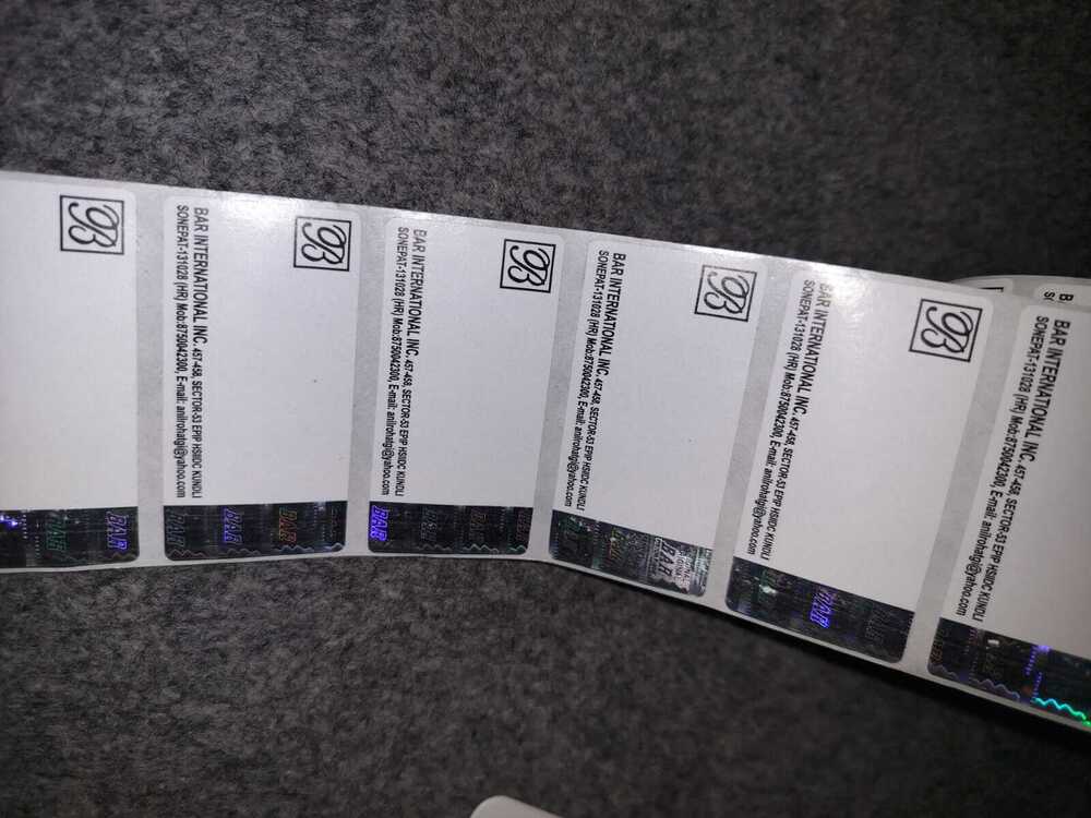 printed label  with hologram