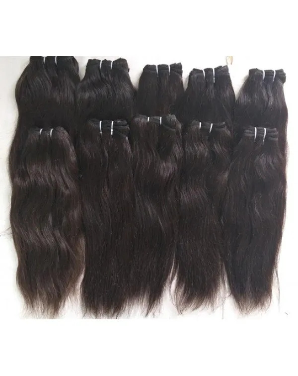 Natural Black Color  Machine Weft Straight Human Hair Premium Remy Hair Extension