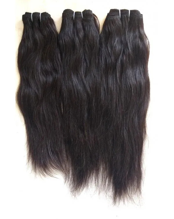 Natural Black Color  Machine Weft Straight Human Hair Premium Remy Hair Extension