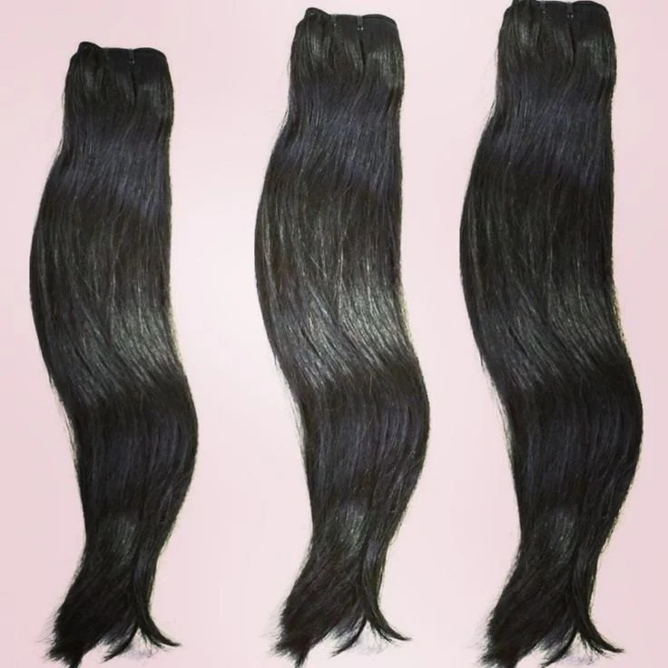 Natural Black Color  Machine Weft Straight Human Hair Premium Remy Hair Extension