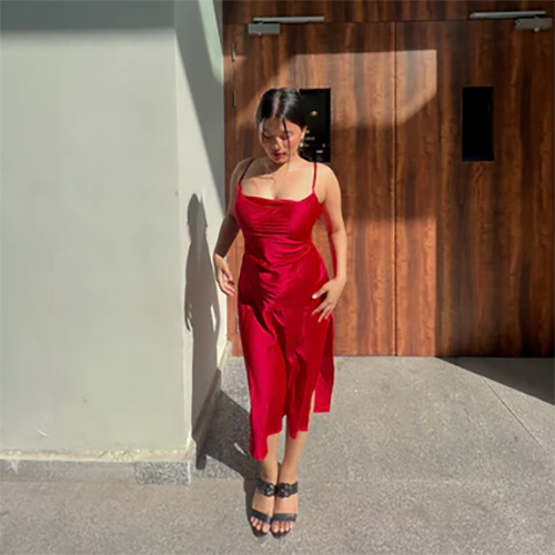 Red Satin Dress