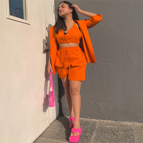 3 Piece Hot Orange Co-ord