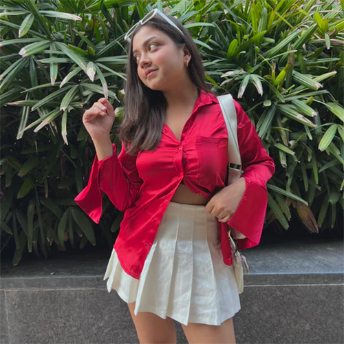 Cherry Red Satin Shirt