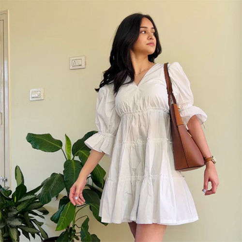 Amyra White Frill Dress