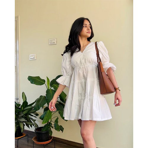 Amyra White Frill Dress