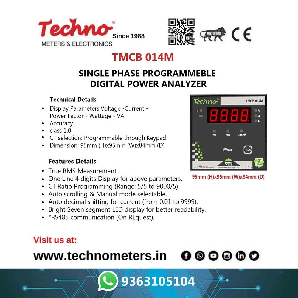 Single Phase Panel Wattage Meter