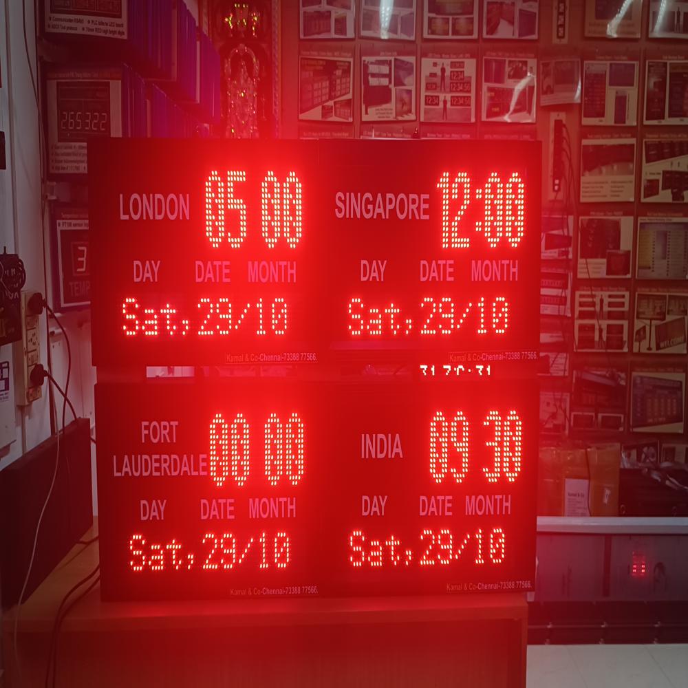 LED DIGITAL Multi Zone Clock  - World Time ClOCK FOR INDUSTRY / OFFICE - MODEL 2