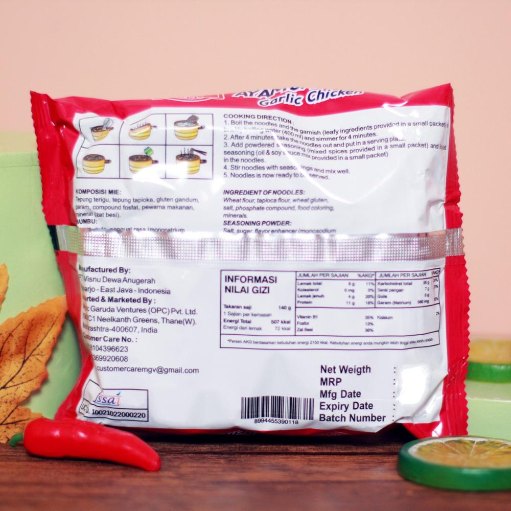 Mom's Mie Chicken Garlic Instant Noodle (Non-veg) - Savory Blend Of Tender Chicken & Aromatic Garlic | Quick Cook Convenience, Authentic Taste