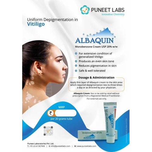 20Gm Albaquin Monobenzone Cream 20 % - Application: Clinical