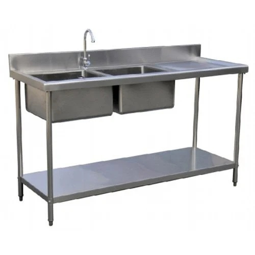 Steel Two Sink With Backsplash