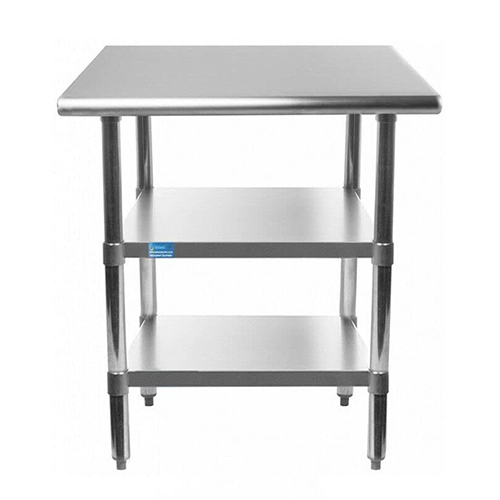 Steel Working Table With 2 Under Shelves