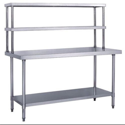 Steel Service Table With Overhead Shelves