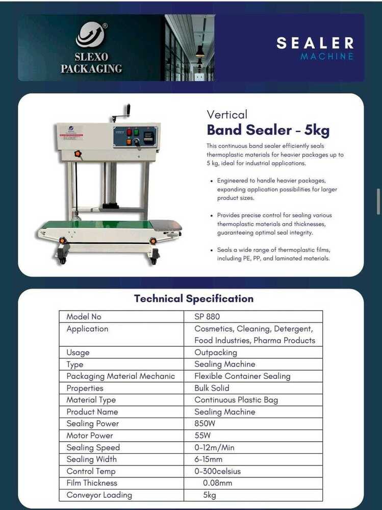 Continuous Band Sealer Machine - Application: Industrial