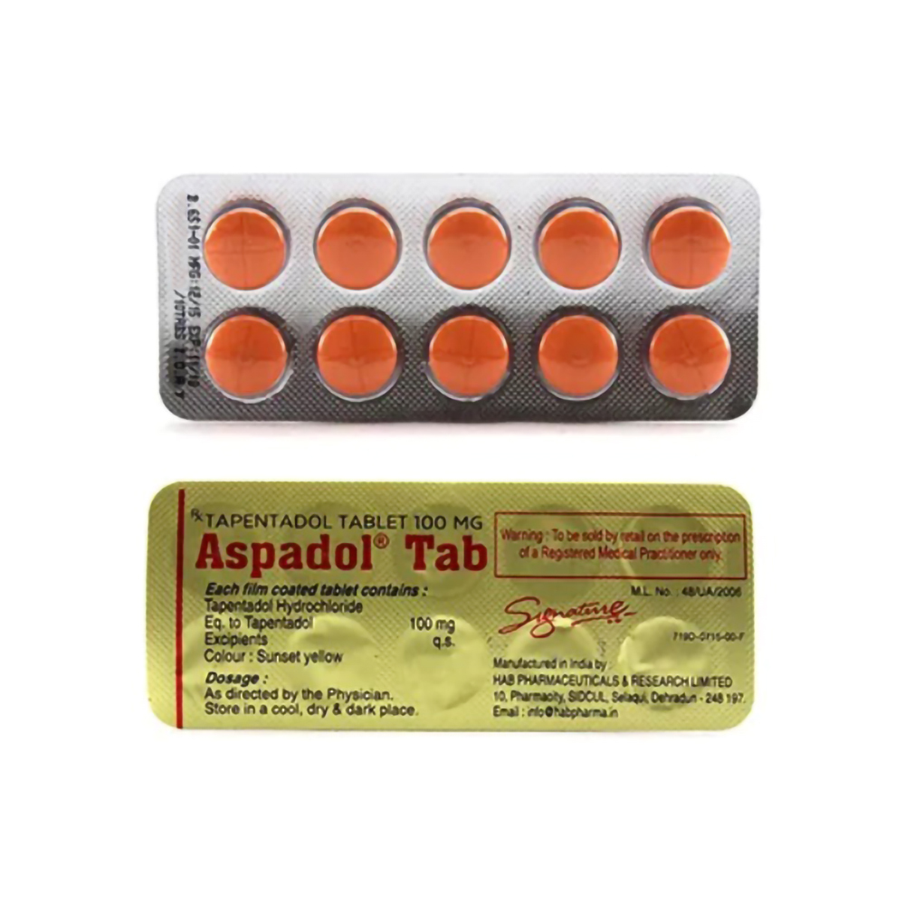 Aspadol Tablets 100mg Tapantadol - Ingredients: Tapentadol