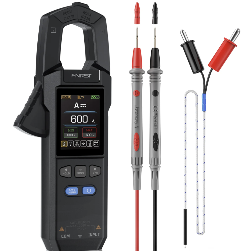 Fnirsi Dmc 100 Clamp Meter - 10,000-count True Rms, 750v Voltage, 600a Current | High-precision Measurements, Non-contact Voltage Detection, Data Visualization
