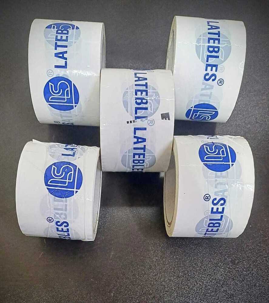 Printable Bopp Tape - Color: Milky White + Blue Colour