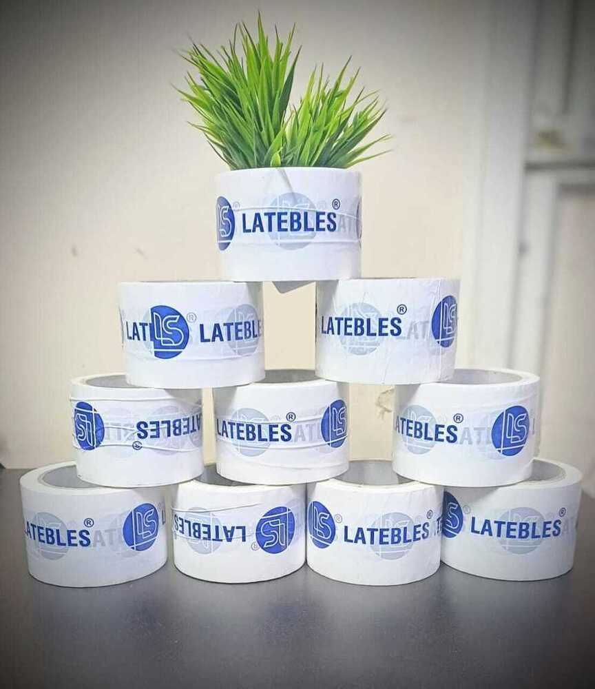 Printable Bopp Tape - Color: Milky White + Blue Colour