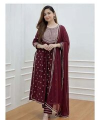 Ladies Cotton Kurti Pant Dupatta 3 Piece set
