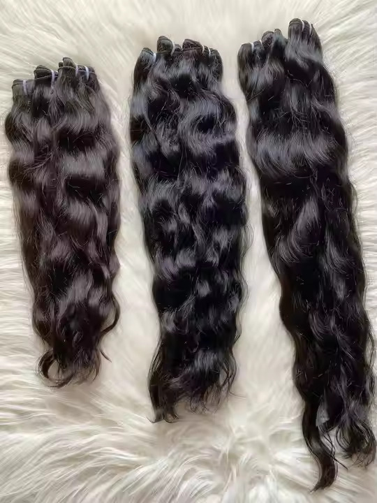 100% Natural Indian Temple Human Hair High Quality Raw Unprocessed Wavy Texture