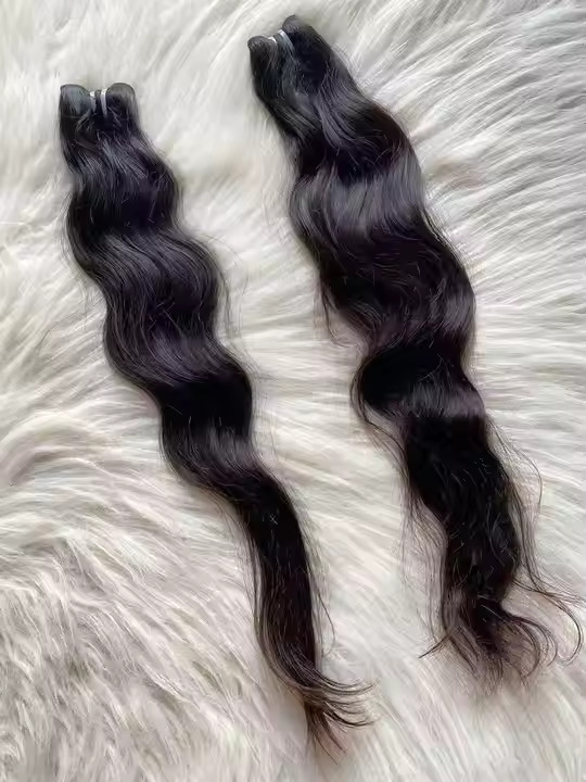 100% Natural Indian Temple Human Hair High Quality Raw Unprocessed Wavy Texture