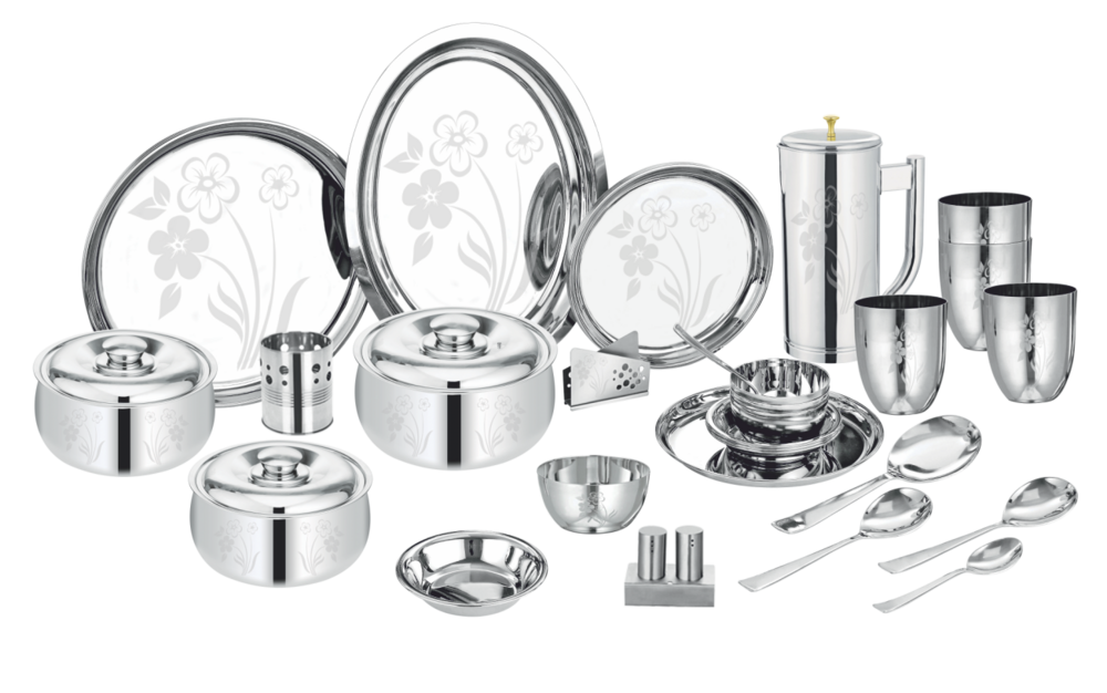 61 Pcs Royal Dinner Set - Color: Silver