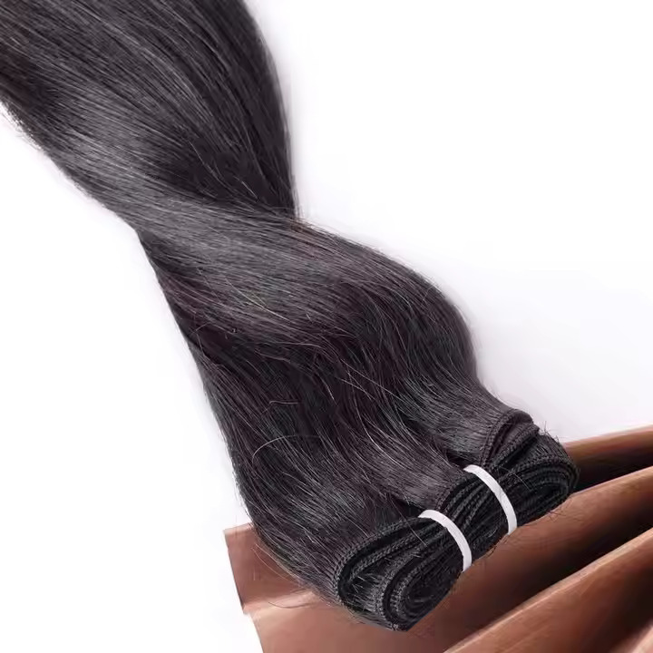 100% Straight Sew in Human Hair Extensions Real Human Hair Weft Extensions 26 Inch 100 Gram, Natural Black