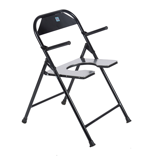Folding Commode Chair With Aluminium Sheet - Color: Black
