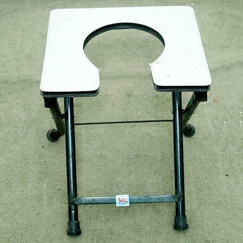 Folding Commode Stool With Alluminium Sheet - Color: Black & White