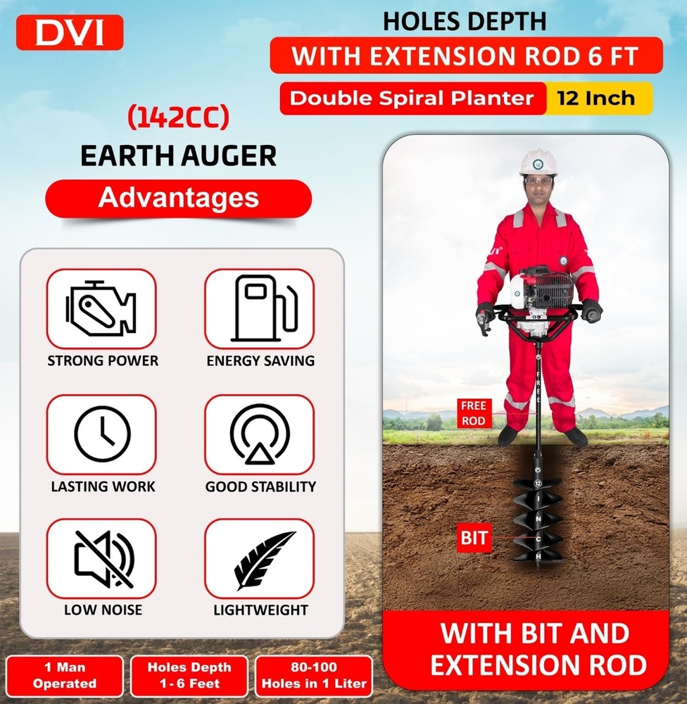 142cc Earth Auger Machine 4 Stroke