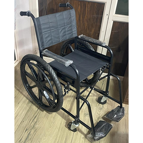 Black Folding Wheel Chair - Frame Finish: Powder Coated
