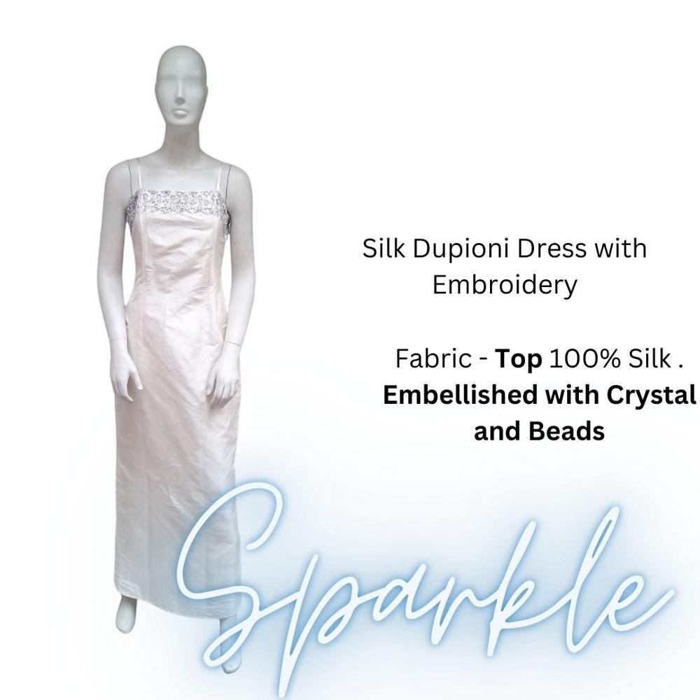 Silk Dupion Mother Of Bride Dress With Rhinestones - Color: White