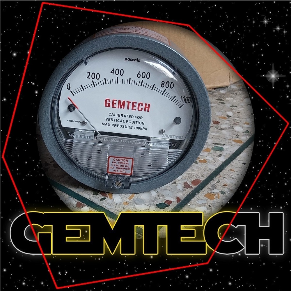 G2000-1.5kpa Gemtech Differential Pressure Gauge Range 0-1.5 Kpa - Accuracy: A 2% (-Ha Model A 1) Of Fs (A 3% (-Ha A 1.5%) On -0