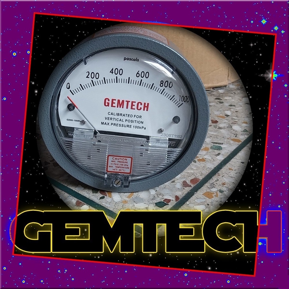 G2000-1.5kpa Gemtech Differential Pressure Gauge Range 0-1.5 Kpa - Accuracy: A 2% (-Ha Model A 1) Of Fs (A 3% (-Ha A 1.5%) On -0