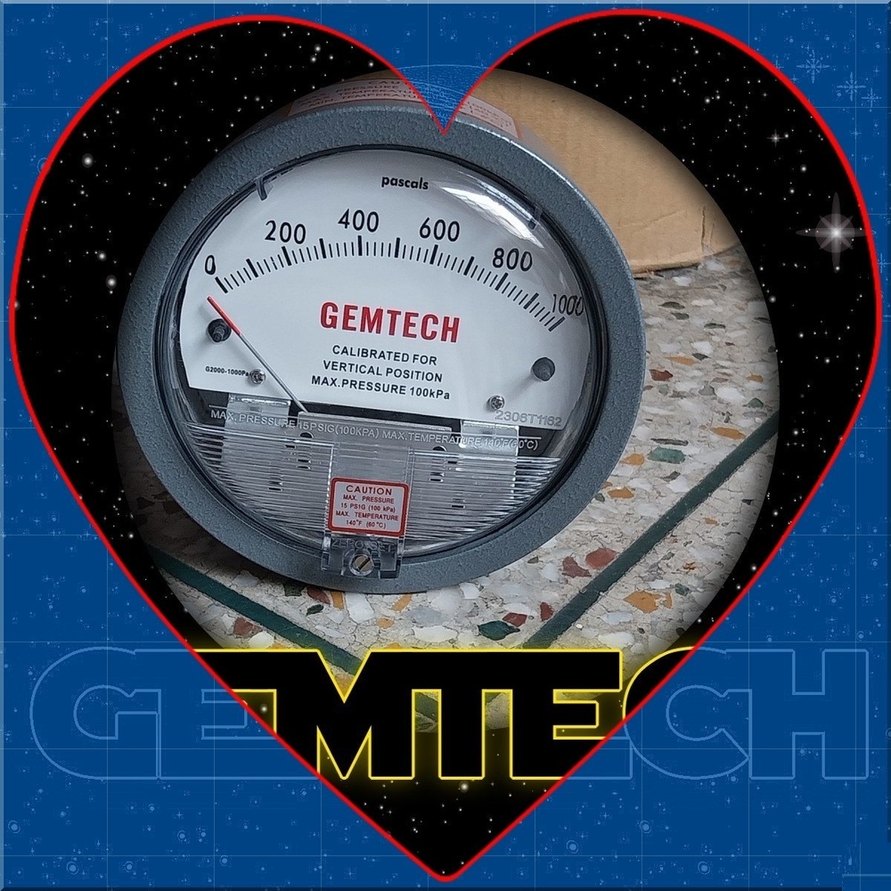 G2000-1.5kpa Gemtech Differential Pressure Gauge Range 0-1.5 Kpa - Accuracy: A 2% (-Ha Model A 1) Of Fs (A 3% (-Ha A 1.5%) On -0