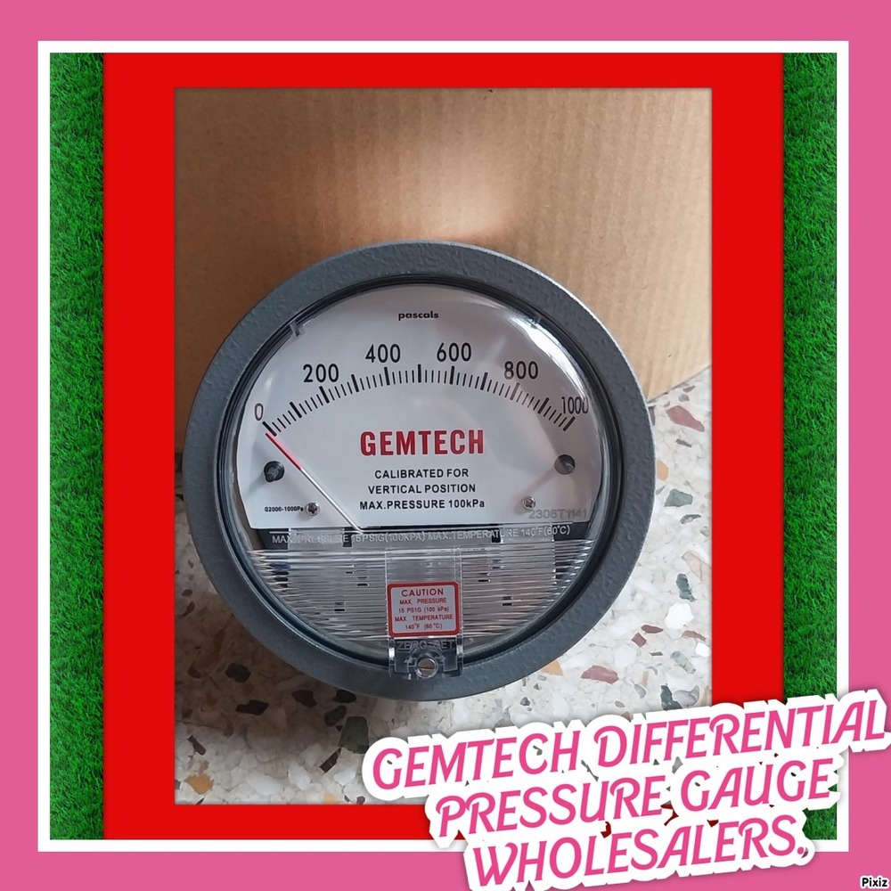 Gemtech Model G2310 Differential Pressure Gauge Range 5 -0-5 Mm - Color: White/black