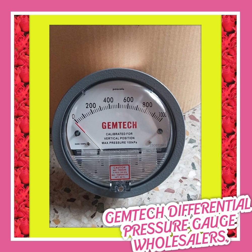Gemtech Model G2310 Differential Pressure Gauge Range 5 -0-5 Mm - Color: White/black