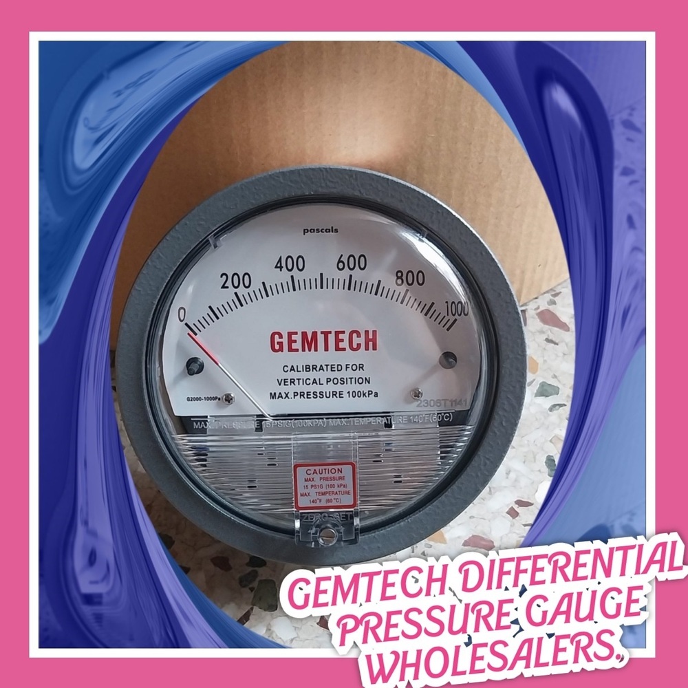 Gemtech Model G2310 Differential Pressure Gauge Range 5 -0-5 Mm - Color: White/black